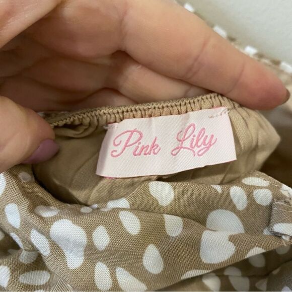 Pink Lily SOMEONE YOU LOVED TAUPE PRINTED MIDI DRESS - Picture 7 of 8